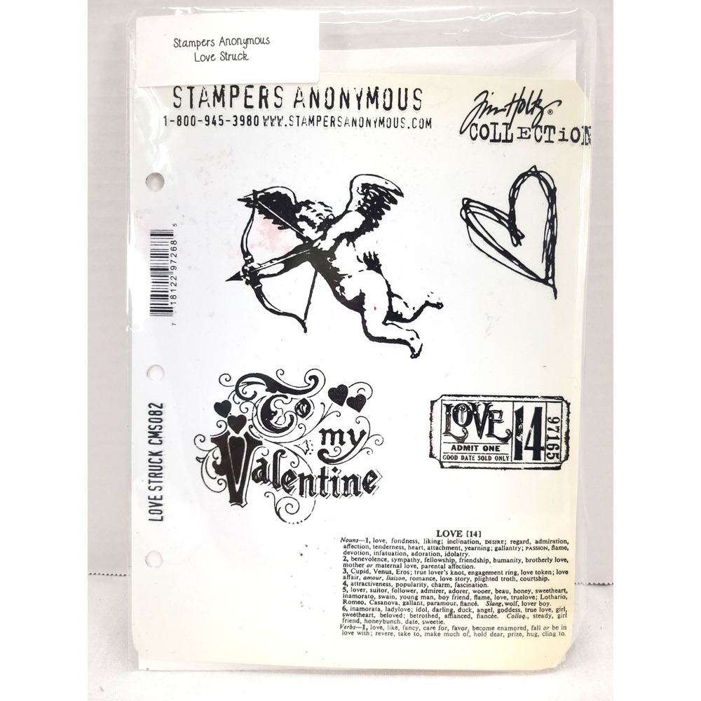 Tim Holtz Stampers Anonymous "LOVE STRUCK" Valentine's Rubber Stamp Set-‎ CMS082